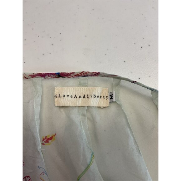 4 Love and Liberty Johnny‎ Was Silk Floral Sheer blouse tunic size S - Picture 3 of 7